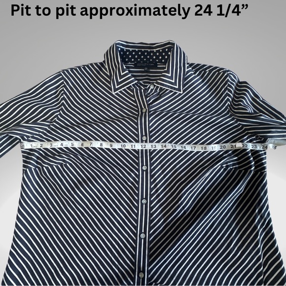 Jones New York Signature Woman Striped Long Sleeve Button Up with Collar Blouse - Picture 5 of 17